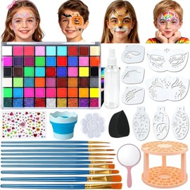 54 Colores Pintura Facial y Pintura Corporal, Kit Pintura Corporal Facial
