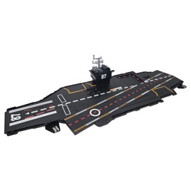 Ultimate Large 30-Inch Black Toy Aircraft Carrier with Realistic Sound Effects and Runway Lights, 5 Colored Fighter Jets and 6 Large Black Pull and Release Fighter Jets