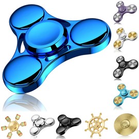 COOLDEN Hand Spinner Spinning Toy Stress Reliever Toy Stress Toy Super Durable Stainless Steel Bearings High Speed Spin 2-5 Minutes ADHD Autism Toy Adult Kids Funny Spin Toy Fingertip Spinner Blue