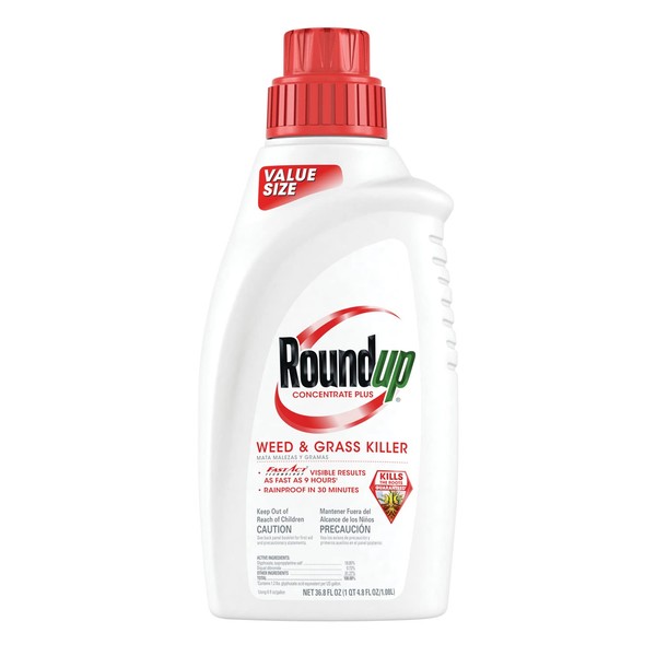 Roundup Concentrate Plus Weed and Grass Killer - Includes Easy Measure Cap, 36.8 oz.