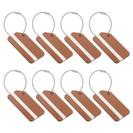 PATIKIL 8 Pcs Aluminum Luggage Tags, Suitcase Tags Identifiers Baggage Address Tags Travel ID Bag Labels for Business Trips Office Flying Hotel Check in Travel Accessories, Brown