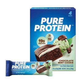 Pure Protein Bars, Chocolate Mint Cookie, 20g Protein, Gluten Free, 1.76 oz, 4Ct