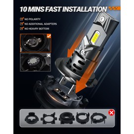 SEALIGHT H7 LED Fog Bulbs or DRL 60000LM 9×Brightness High Power for ATVs & Powersports, 2025 Version, S7S Series Wireless H7 Fog Lights Water Proof 10 Years Lifespan- Pack of 2