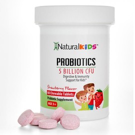 NaturalKids PROBIOTICS Chewable Tablets 5 Billion CFUs per Serving | Chewable Probiotics Tablets 60 Chewable Tablets | Strawberry Flavor:_3 Bottles