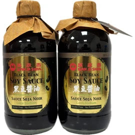 Wan Ja Shan Black Bean Soy Sauce Made with Premium Black Beans, All Naturally Brewed, Less Sodium, Gluten Free, No Preservatives, Great for All Kinds Cooking , Stir-fry, Dipping, Roasting, Marinating, Stewing and more. 15oz Pack of 2