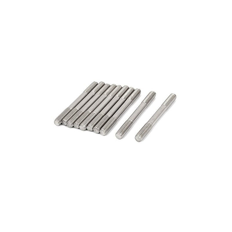 sourcing map Pack of 10 Double End Threaded Bolts Screw