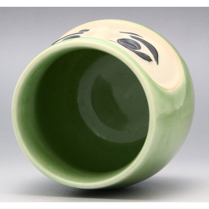Mino Ware K11213 Feng Shui Daruma Sushi Teacup Green (Talented