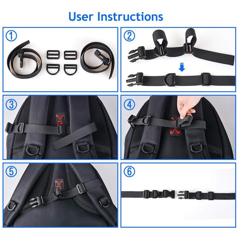Adjustable Chest Strap Backpack, Pack of 2 Nylon Backpack Straps