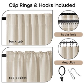 SHINELAND Light Beige Linen Blackout Curtains 84 Inches Long for Bedroom Living Room Dining Room 2 Panels Western Closet Door Window Curtain Back Tab with Insulated Liners
