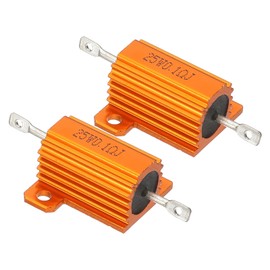 PATIKIL 25 W 0.1 Ohm Aluminium Casing Wire Wound Resistor, Pack of 2 Aluminium Housing Resistance Case with Screws Wire Wound Resistors Power Resistance 5% Tolerance, Golden