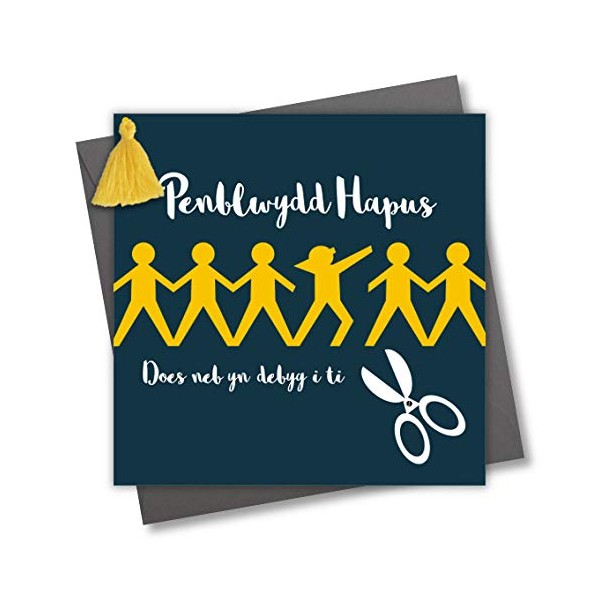 Tassel Embellished Welsh Language Birthday Greeting Card, Happy Birthday, There's