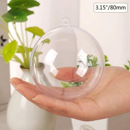 LYLYFAN 20 Pack 3.15‘’ Clear Plastic Baubles Christmas Tree Baubles Fillable for Xmas New Year Decoration