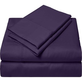 Symphony 3 PC Set Microfiber Hospital Bed Sheet Set Twin Sheets for Hospital Bed - Fitted Sheets for Massage Table, Home, Air Bnb Essentials, Dorm Decorations - 8 Inch Drop (Plum)
