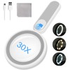 Rechargeable Magnifying Glass with Light, 30X 4.7IN Handheld Large Lightweight