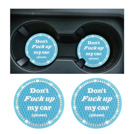 Sylvil 2 PCS Bling Car Cup Coaster, 2.75 Inch Anti-Slip Cup Holder Insert Coasters, Crystal Rhinestone Auto Drink Car Cup Mat for Women Girls, Universal Interior Car Accessories (Light Blue)