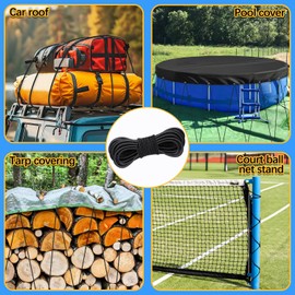 LINSOCLE Rubber Cord for Trailer Tarpaulin, Expander Rope for Trailers, Rubber Cord Round Black Tarpaulin Rope, Weatherproof Rubber Cord for Versatile Use, 6 mm x 10 m