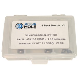 Aqua Mole Four Pack 1/8in. NPT Button Nose Sewer Jetter Nozzle 4 Piece Set 1500 PSI 3.5 Orifice