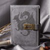 Dragon Leather Journal Notebook, Diary with Combination Lock, Lined/Blank Paper