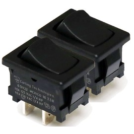 CARLING TECHNOLOGIES 651122-BB-0N (Pack of 2) Switch, Rocker, SPST, 10A, 250V, Black