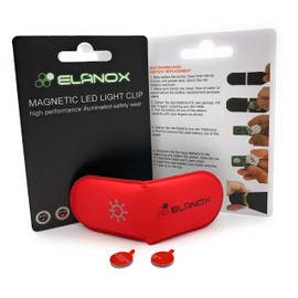 Elanox LED clip for high visibility for all outdoor activities as well as for child safety backpack, sports bag, bicycle clothing, red