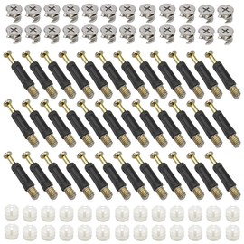 50 Pcs Cam Bolt Nut and Dowel Furniture Connector Hardware Fixing Screws Set with Dowel Bolts Nut Locking Cam for Fitting Furniture Table Cabinets Wardrobe
