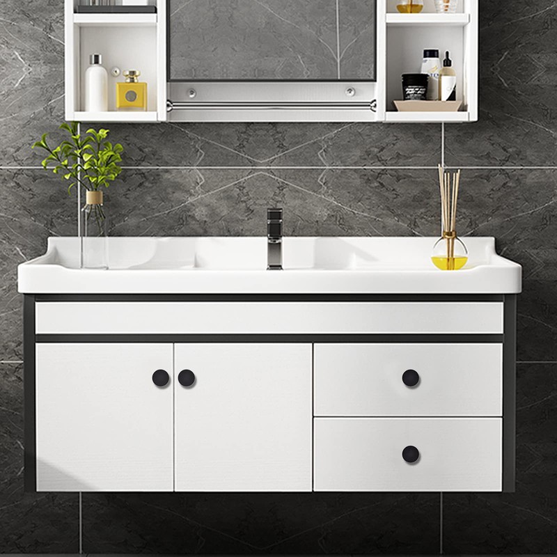 WEAVERBIRD 4 Pieces Round Cabinet Knobs, Matte Black Cabinet Hardware