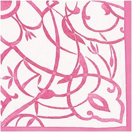 Caspari Algarve Paper Linen Dinner Napkins in Fuchsia - 12 Per Package
