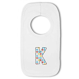 Blue Dotty Alphabet Letter K - Baby Pullover Bib