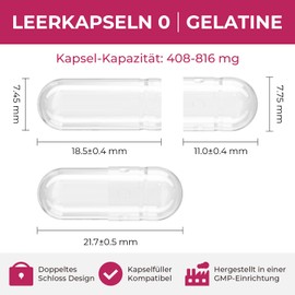 ATLEMISME Empty Gelatin Capsules Size 0-1000 Pieces | Empty Capsules for Filling for Dietary Supplements with 2 Micro Spoons | High Quality Airtight Packed Capsules for Capsule Fillers