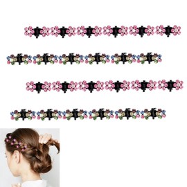 Mini Claw Hair Clips,24 Pieces Tiny Hair Clips with Rhinestones,Small Flower Claw Clip for Short Hairs,Mini Hair Bangs Hairs Pins,Non-Slip Metal Accessories for Kids & Women