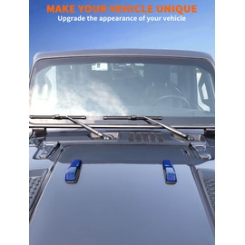 Savadicar 2-Piece Blue Hood Hook Trim Cover for Jeep Wrangler JL JLU 4xe & Gladiator JT 2018-Present – Exterior Decorative Upgrade Accessories