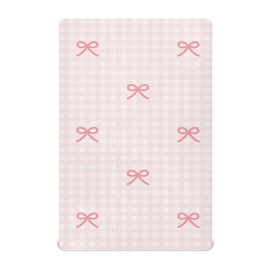 KICPOAY Pink Checkered and Bows Fitted Crib Sheets Stretchy Portable Playard Sheets for Baby Toddler, Breathable Soft Mini Crib Mattress 52 x 28 in for Boys and Girls