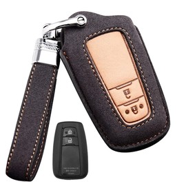 Key Case for Toyota Smart Key Case Key Holder 2/3 Button Toyota Key Case Cover Suede Leather C-HR Prius 50 Series, gray