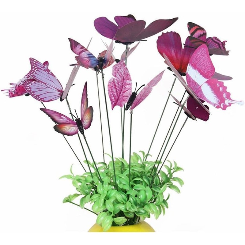 12 Garden Flying Butterfly Stake, Purple Decorative Garden Stakes