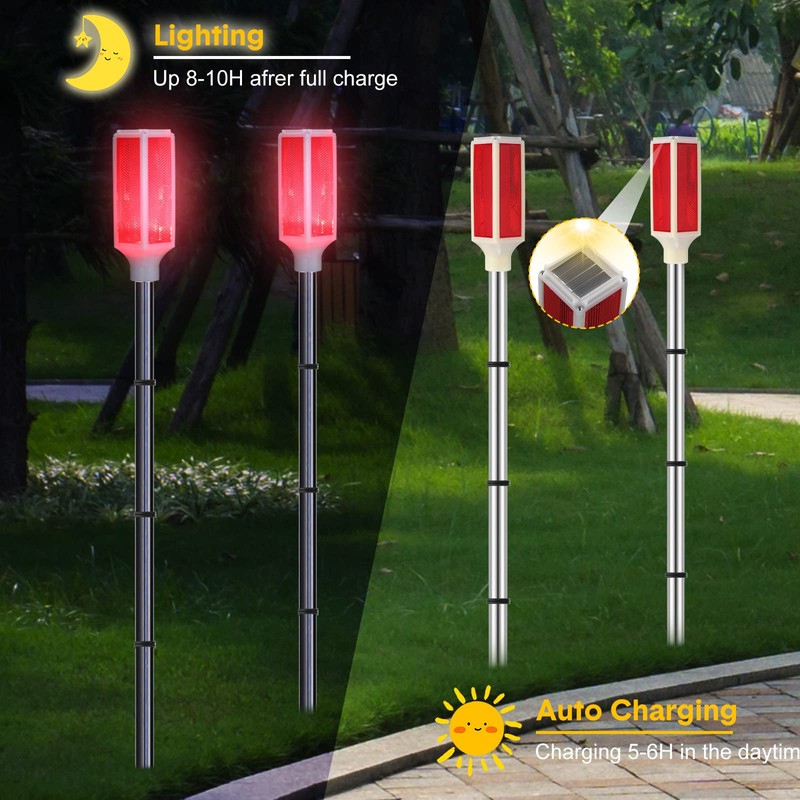 Macarrie 4 Pcs Solar Powered Driveway Markers Reflective Lights Driveway