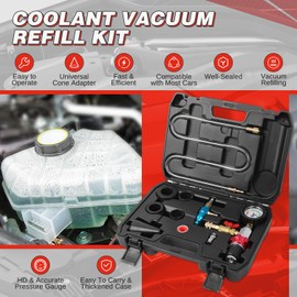 Coolant Vacuum Refill Kit Quick Coolant System Refiller Kit, Universal Adapters, Precise Flow Control Coolant Vacuum Filler Coolant Vacuum Purge and Refill Tool Kit for Most Vehicles