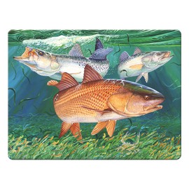 Rivers Edge Products Tempered Glass Cutting Board, 12 by 16 Inches, Redfish and Sea Trout