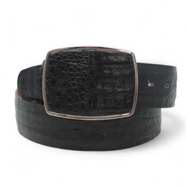 Genuine Black Gator Skin Belt – Real Gator Skin, Dress or Casual, Removable Buckle (Black, 34)