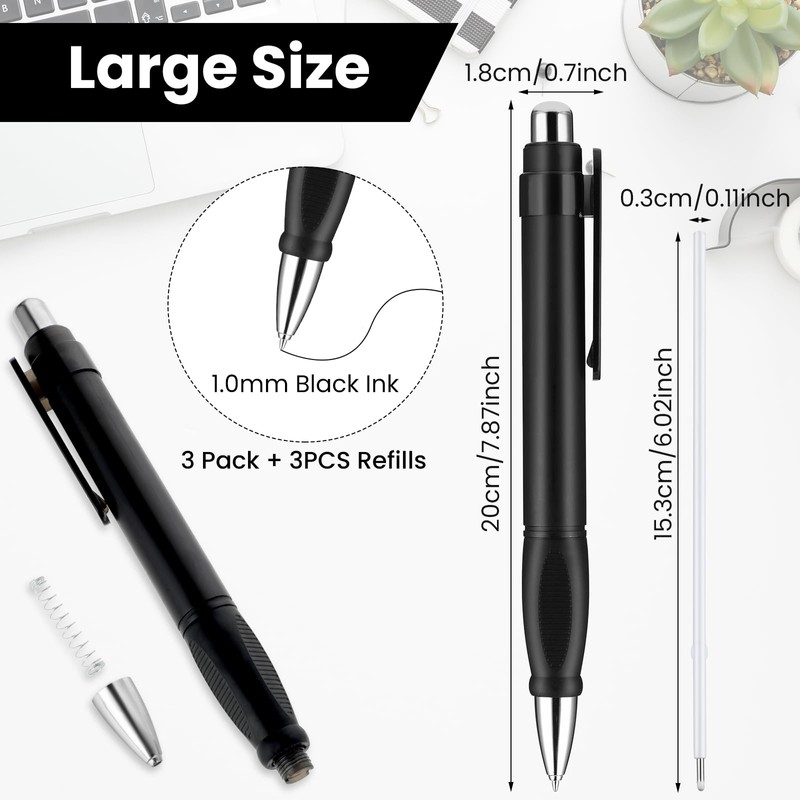 Amabro Extra Large Ballpoint Pens with 3PCS Refills Easy Grip