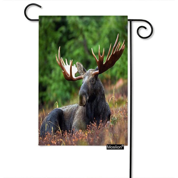Moslion Moose Garden Flag 12.5x18 Inch Wild Animal Moose Antler