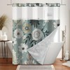 NAEMBCU No Hook Boho Shower Curtain with Snap in Liner