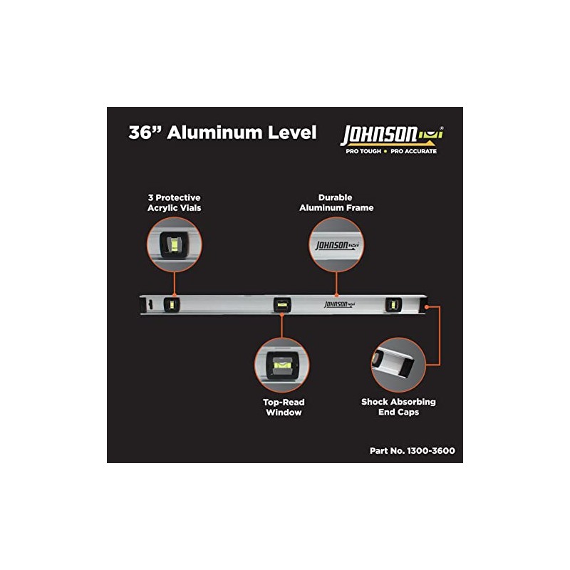 Johnson Level & Tool 36" Aluminum Level w/Rule,Black