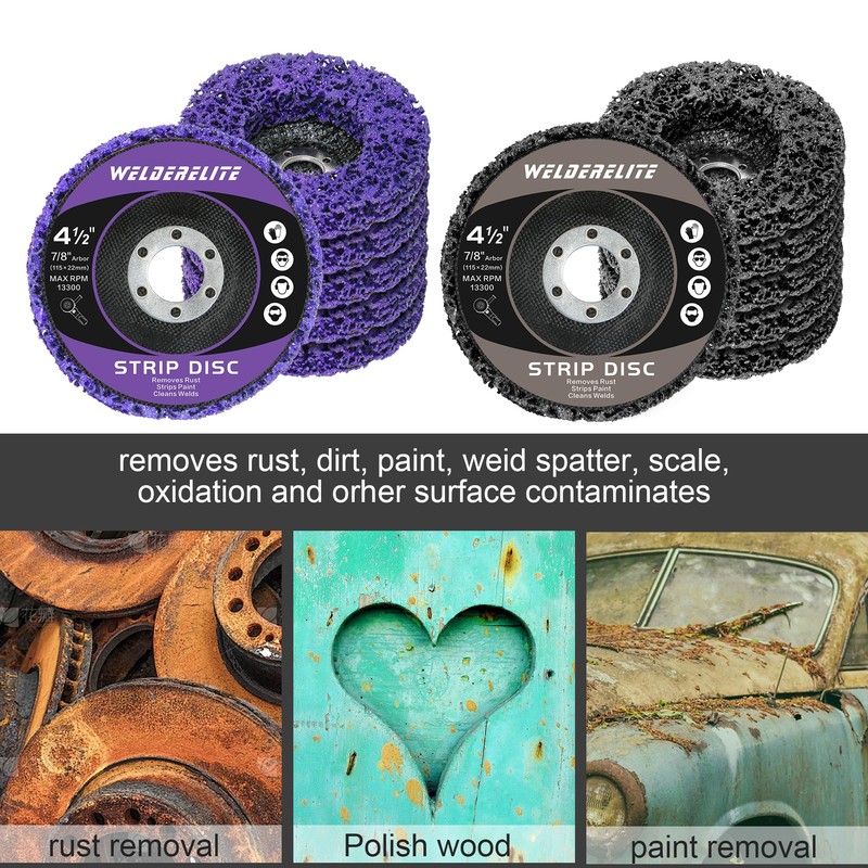 WelderElite Paint Stripping Disc Set 4-1/2'' 12-Pack (6 Purple, 6