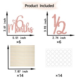 6 Months Centerpiece Sticks, 1/2 Birthday Decorations, Baby Half Year Old Party Decors, Celebrating Sweet 6 Month Baby Shower Party Decorations, 6 Months Anniversary Party Supplies 12 Pieces Rose Gold