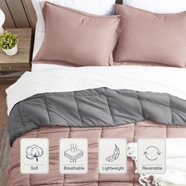 satisomnia Oversized Queen Comforter Set, Pink Bedding Comforters Oversized Queen, 3 Pieces Down Alternative Bed Comforter Lightweight, Soft Bed Set Breathable Reversible All Season Bedding Sets