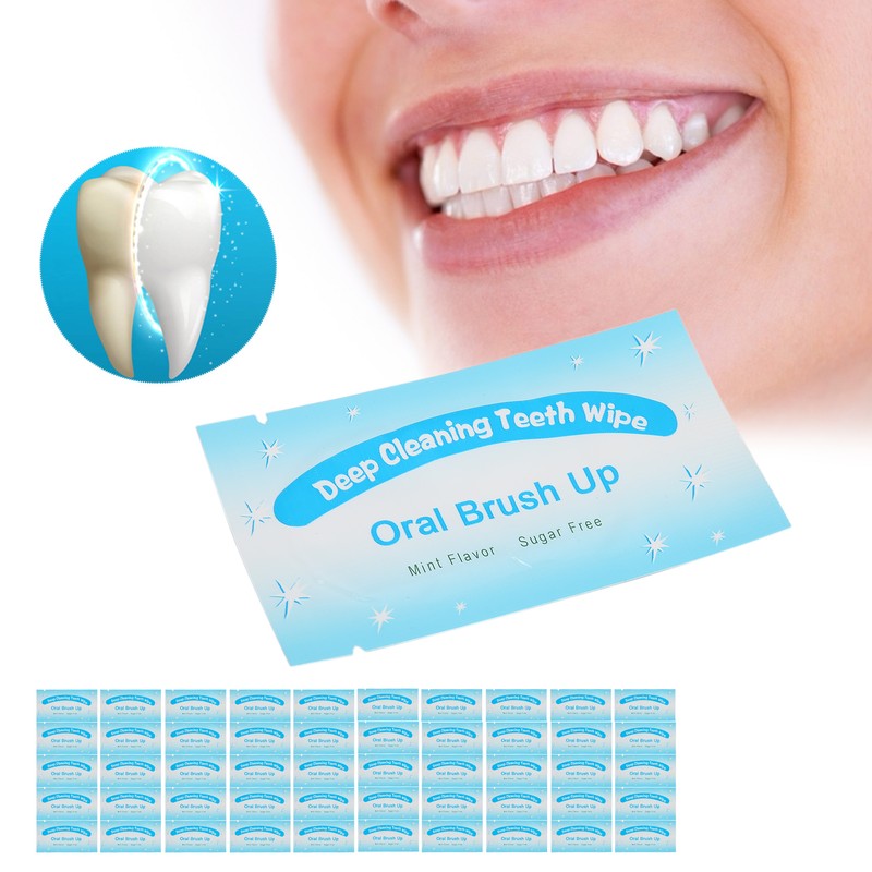 50pcs Disposable Finger Teeth Wipes Travel Portable Cleaning Dirt Removal