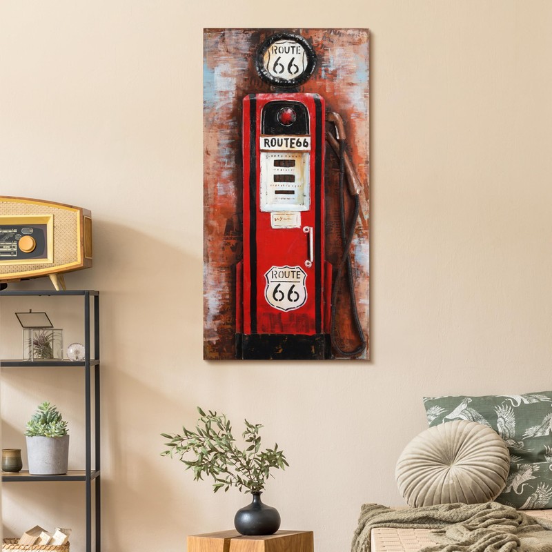 Empire Art Direct "Gas Pump" Mixed Media Hand Painted Iron