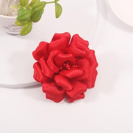 Mecool Rose Hair Clip Party Wedding Brooch Corsage Hair Head Clip Headpiece Flower Hair Pin Rose Hair Barrette Accessories for Women Girls Red