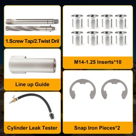38900 Triton Dual Valve Spark Plug Thread Repair kit, Suitable for Ford F150/250/350 E150/250/350 4.6L, 5.4L, 6.8L Dual Valve Engines, Including 10 M14-1.25 Blades and Tools