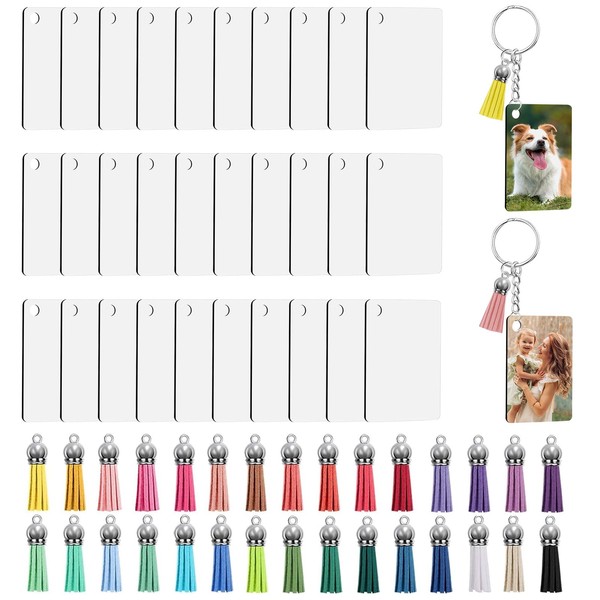 ANBOWEI 120pcs Sublimation Blanks Keyring Set with Heat Transfer MDF
